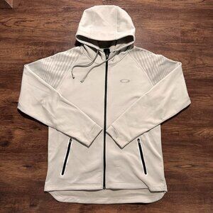 OAKLEY Light Grey Technical Performance Zip Up Hoodie - Size L